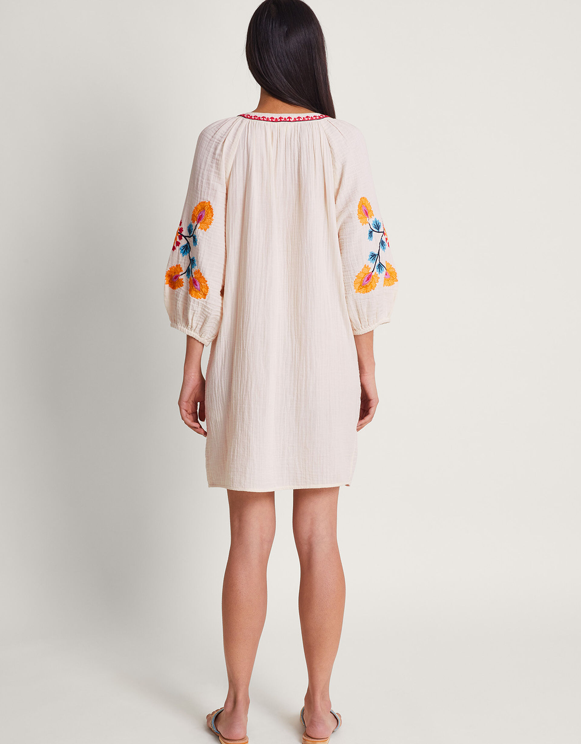 Ivory Cotton Tassel Kaftan c-3109