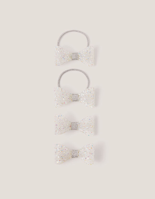 4-Pack Sparkle Bow Hair Bands & Clips, , large