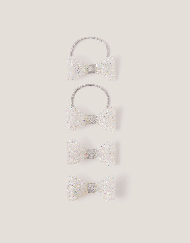 4-Pack Sparkle Bow Hair Bands & Clips, , large