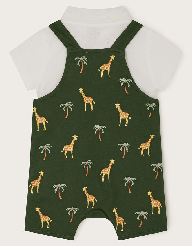 Newborn Jungle Polo Shirt and Dungarees Set, Green (GREEN), large