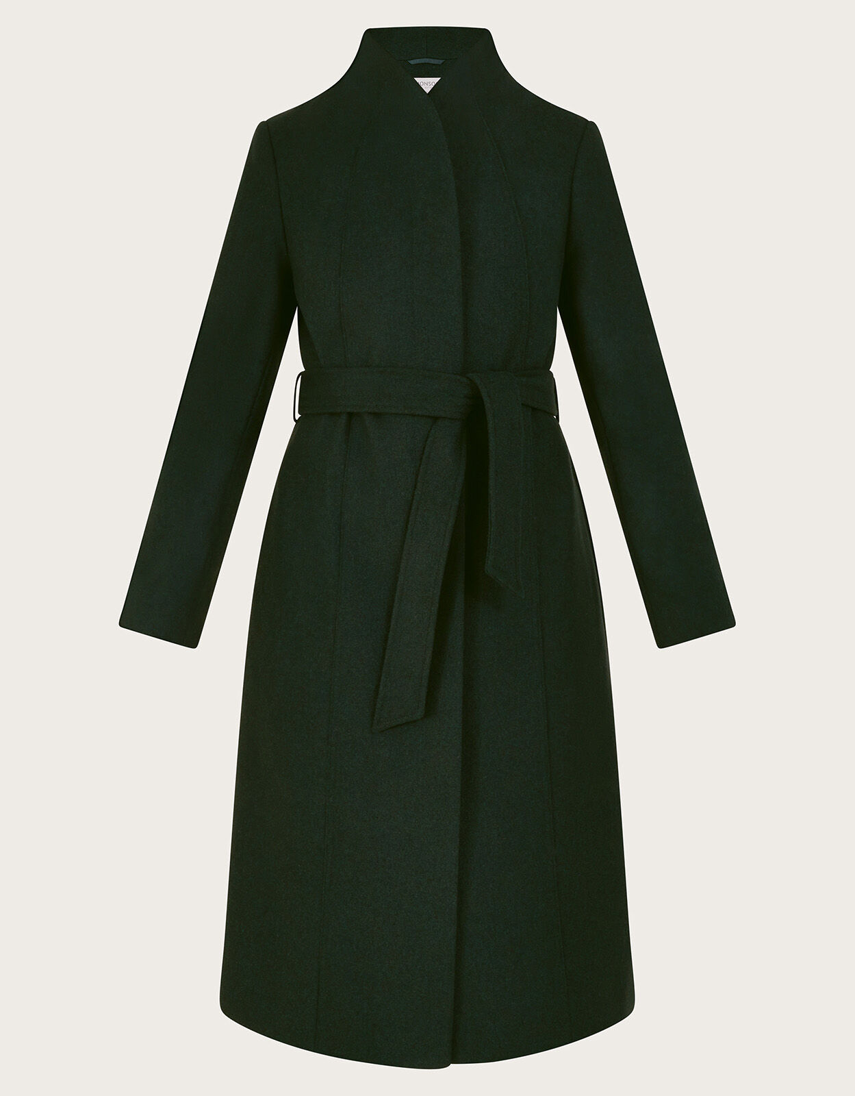 Belted green coat sales
