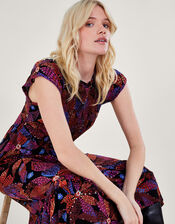 Shirred Floral Dress in LENZING™ ECOVERO™, Black (BLACK), large