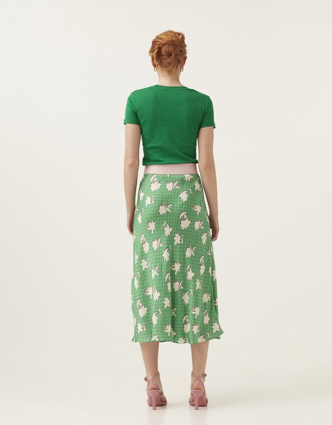 Mirla Beane Polka Dot Floral Bias Cut Skirt, Multi (MULTI), large