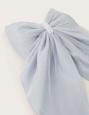 Long Satin Tulle Bow Hair Clip, , large