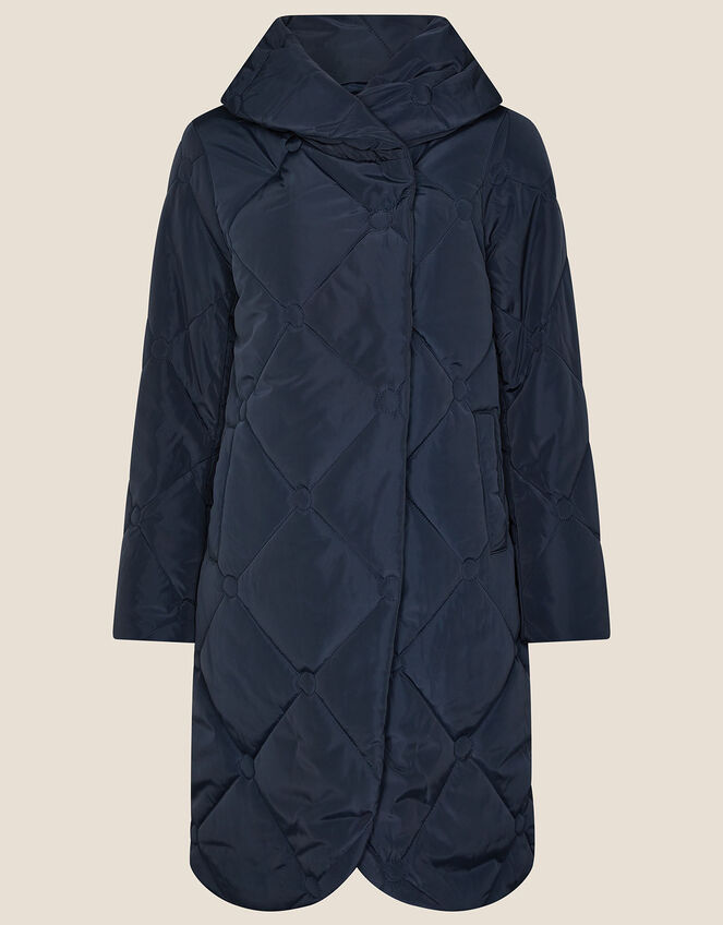 Terry Diamond Padded Coat, Blue (NAVY), large