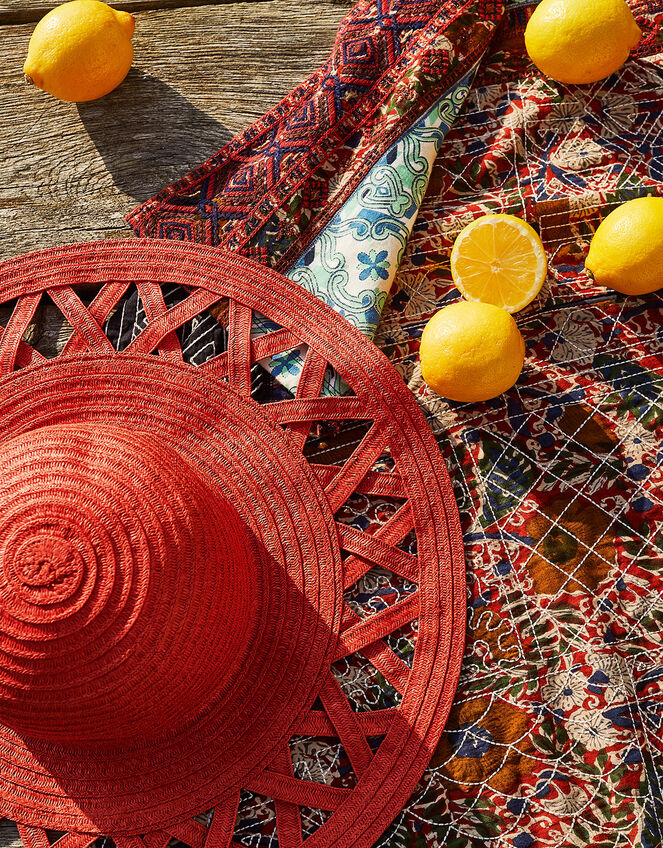 Charli Colour-Pop Straw Floppy Hat , , large