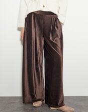 Shay Rib Wide Leg Trousers, Brown (CHOCOLATE), large