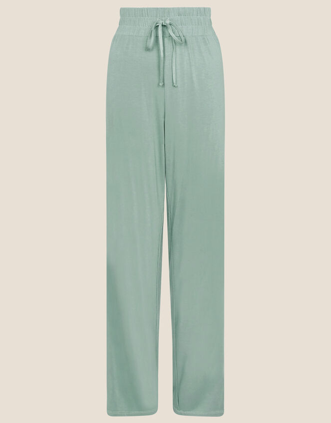 Satin Trim Jersey Pyjama Bottoms, Green (GREEN), large