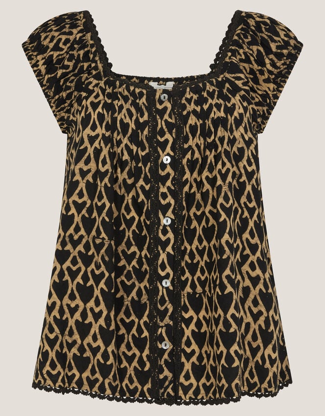 Arti Print Button Top, Black (BLACK), large