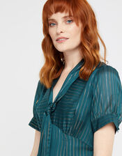Elodie Metallic Stripe Dress, Teal (TEAL), large