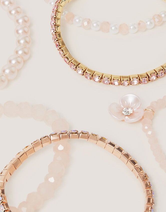 6-Pack Flower Beaded Bracelets, , large