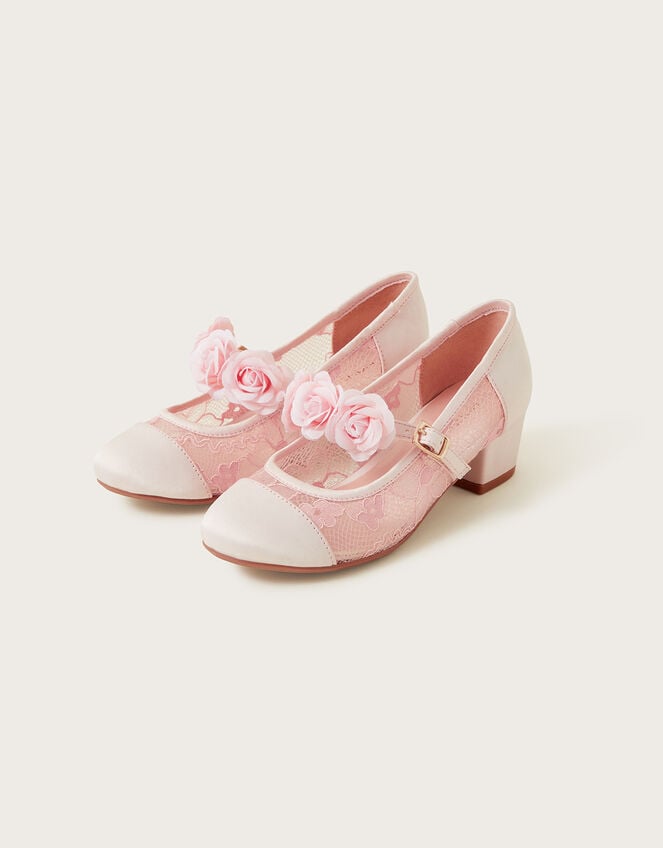 Blossom Corsage Lace Princess Heels, Pink (PINK), large