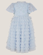 Shikha Floral Embellished Tiered Ruffle Dress, Blue (PALE BLUE), large