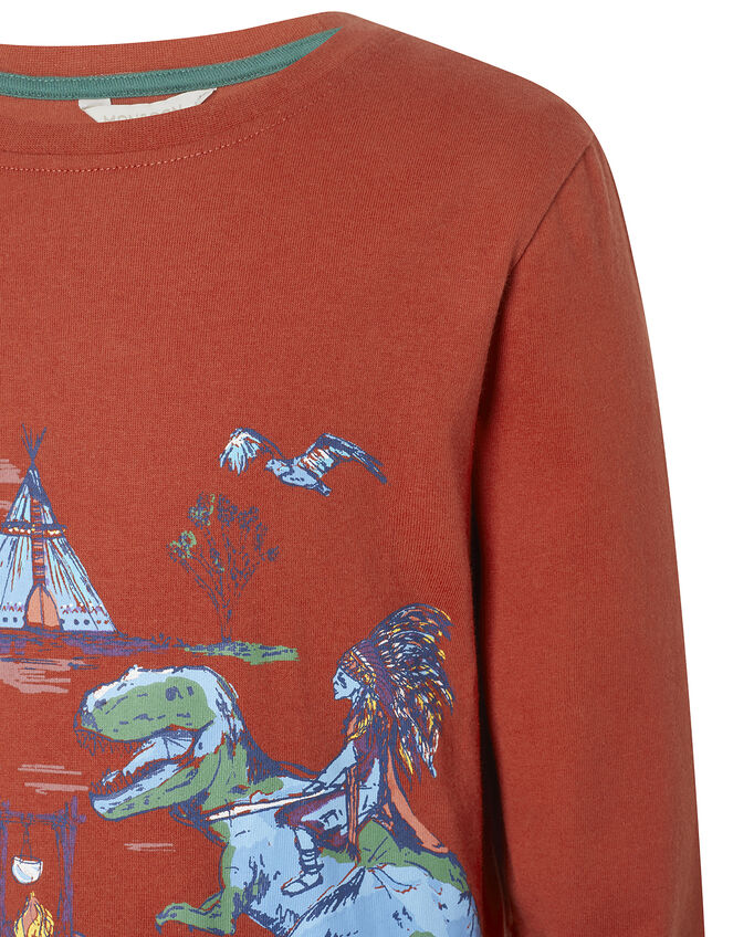 Dinosaur Long-Sleeve T-shirt, Red (RED), large