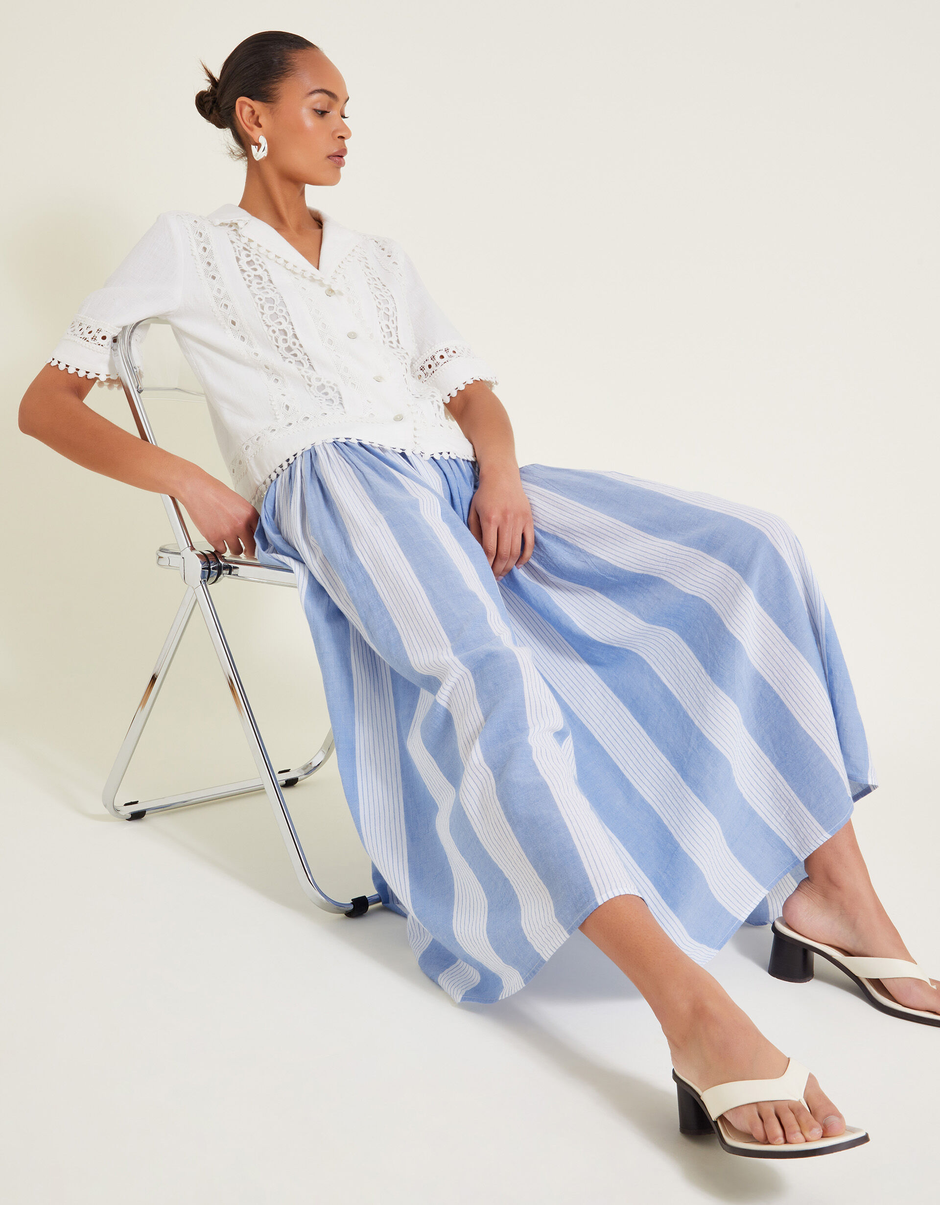 Celia Stripe Skirt Blue Skirts Monsoon UK