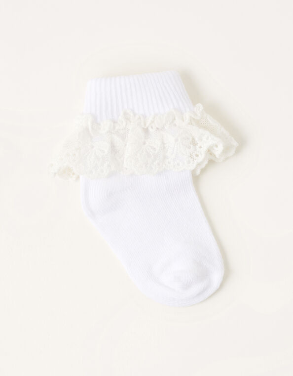 Baby Flower Lace Socks, White (WHITE), large