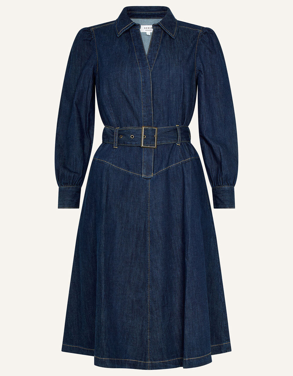 Women Dresses | Denim Collared Midi Dress Blue - JO47969