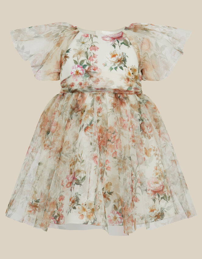 Baby Noa Floral Print Tulle Party Dress, Multi (MULTI), large