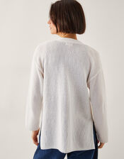 Clo Knit Single-Button Cardigan, Ivory (IVORY), large