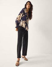 Sasha Floral Print Ruffle Blouse, Blue (NAVY), large