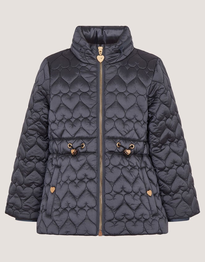 Heart Quilted Shower Resistant Coat, Blue (BLUE), large