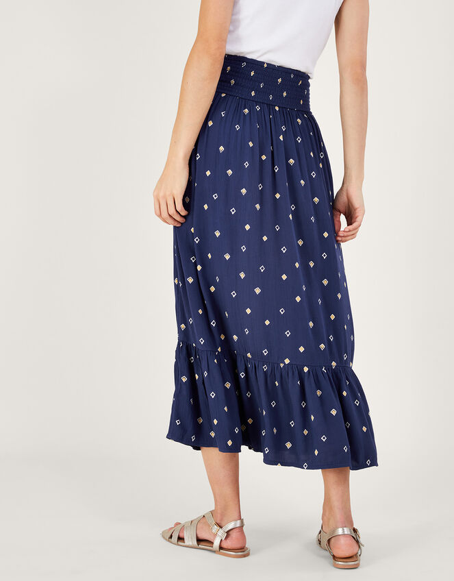 Motif Print Maxi Skirt in LENZING™ ECOVERO™ Blue Skirts Monsoon UK.