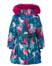 Unicorn Ruffle Padded Coat with Recycled Fabric, Teal (TEAL), large