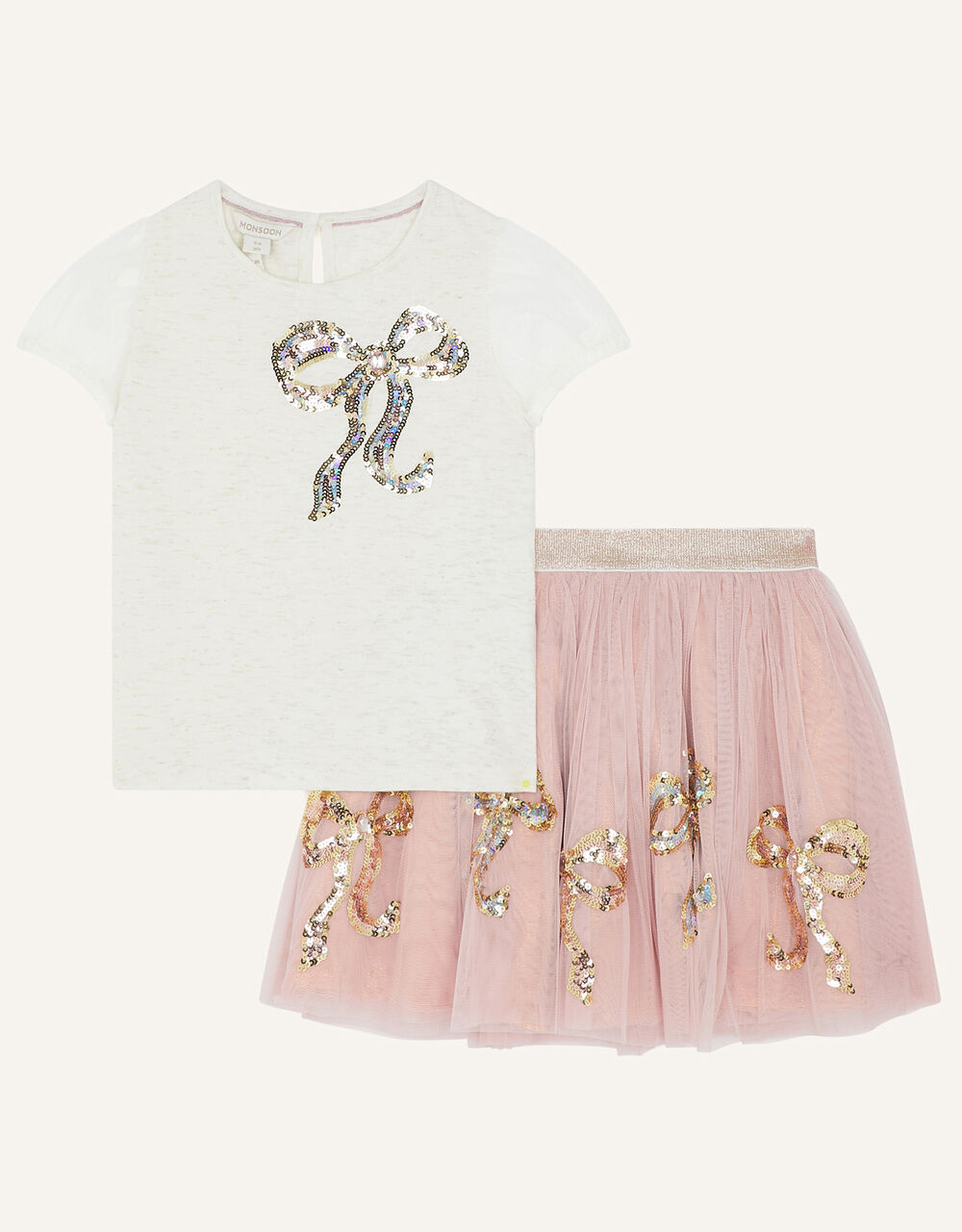 Children Girls 3-12yrs | Disco Bow Skirt and Top Set Pink - WW41384