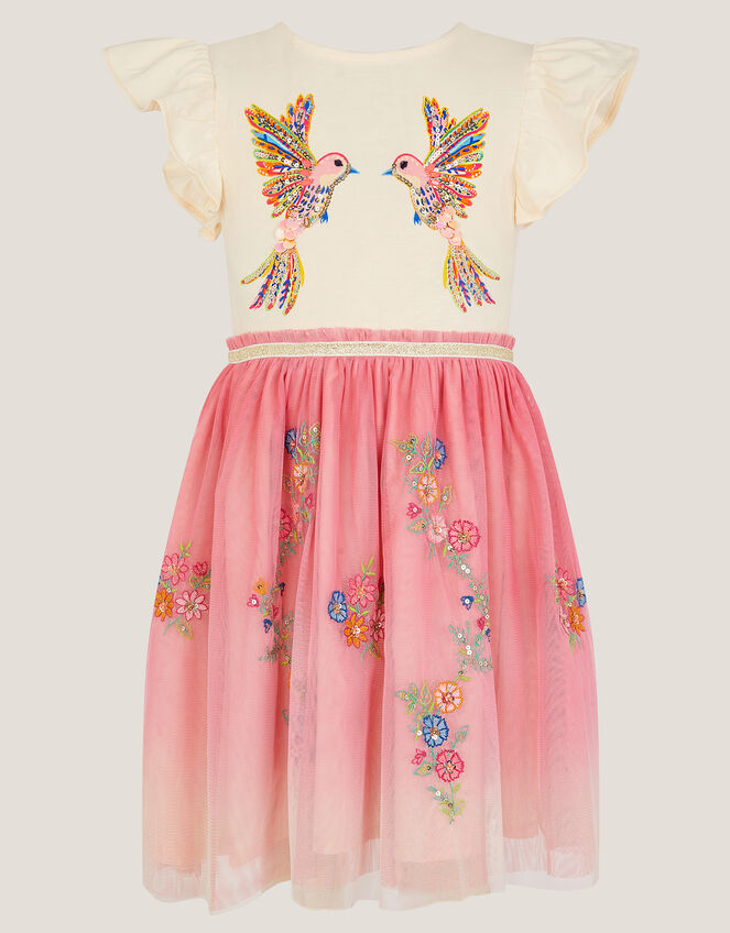 Ombre Embellished Hummingbird Disco Dress, Pink (PINK), large