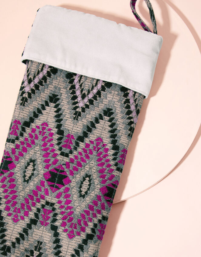 Embroidered Geometric Christmas Stocking, , large