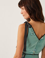 Giselle Floral Print Bow Midi Dress, Green (SAGE), large