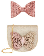 Butterfly Bag and Bow Hair Clip Set, , large