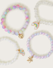 4-Pack Beaded Unicorn Charm Bracelets, , large