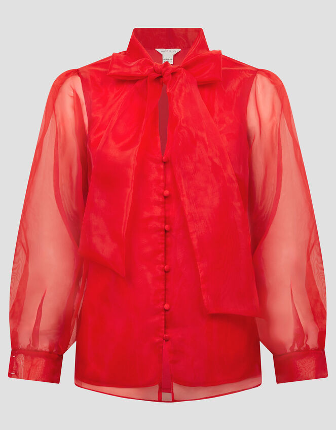Rosa Organza Pussybow Blouse, Red (RED), large