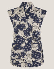 Alison Floral Quilted Gilet, Blue (NAVY), large