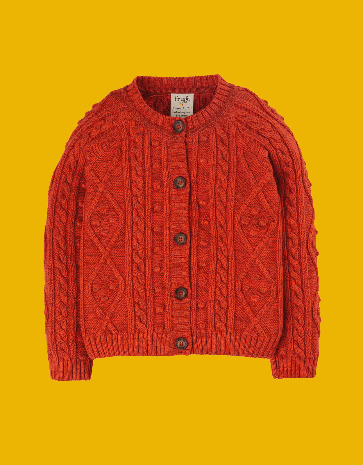 Frugi Elora Cable Cardigan Orange