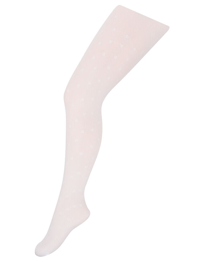Girl Love Heart Tights, White (WHITE), large