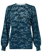 Pointelle Floral Jumper, Blue (BLUE), large