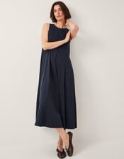 Tate Embroidered Trim Jersey Midi Dress, Blue (NAVY), large