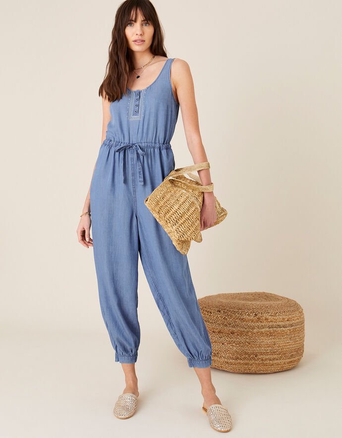 Beach Jumpsuit in LENZING™ TENCEL™ Blue Jumpsuits Monsoon UK.