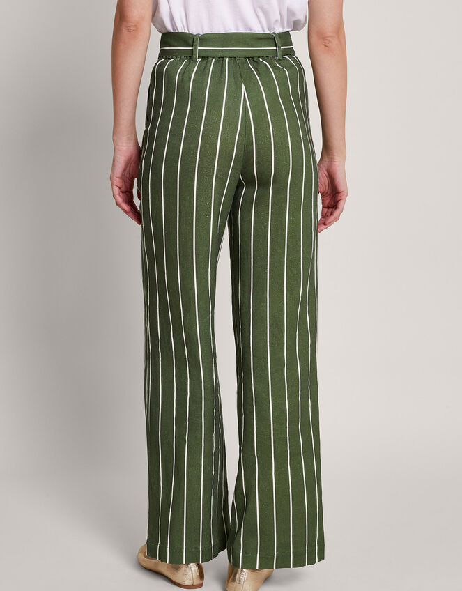 Susan Stripe Trousers, Green (KHAKI), large
