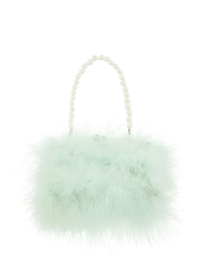 Fluffy Feather and Pearl Bag, , large