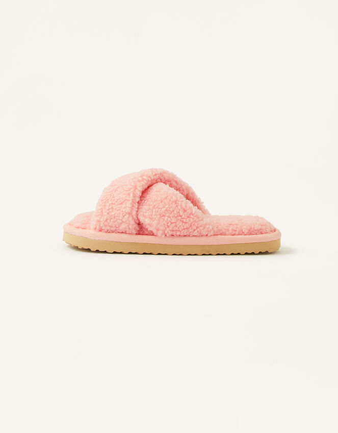 Cross Strap Slider Slippers , Pink (PINK), large
