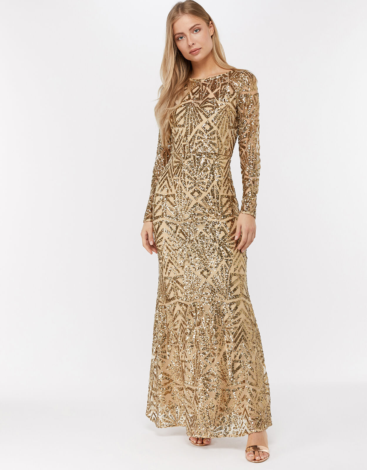 Carlita Sequin Maxi Dress Gold