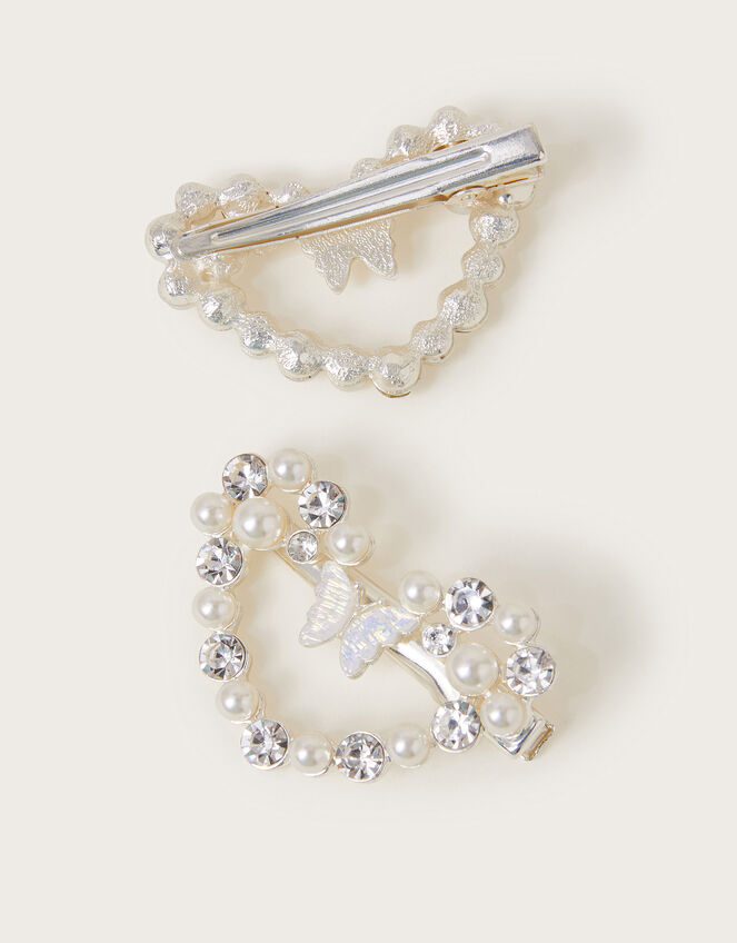 2-Pack Butterfly Heart Hair Clips, , large