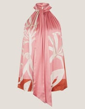 Tabitha Floral Print Halter Top, Pink (PINK), large