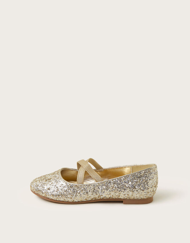 Glitter Ballerina Flats, Gold (GOLD), large
