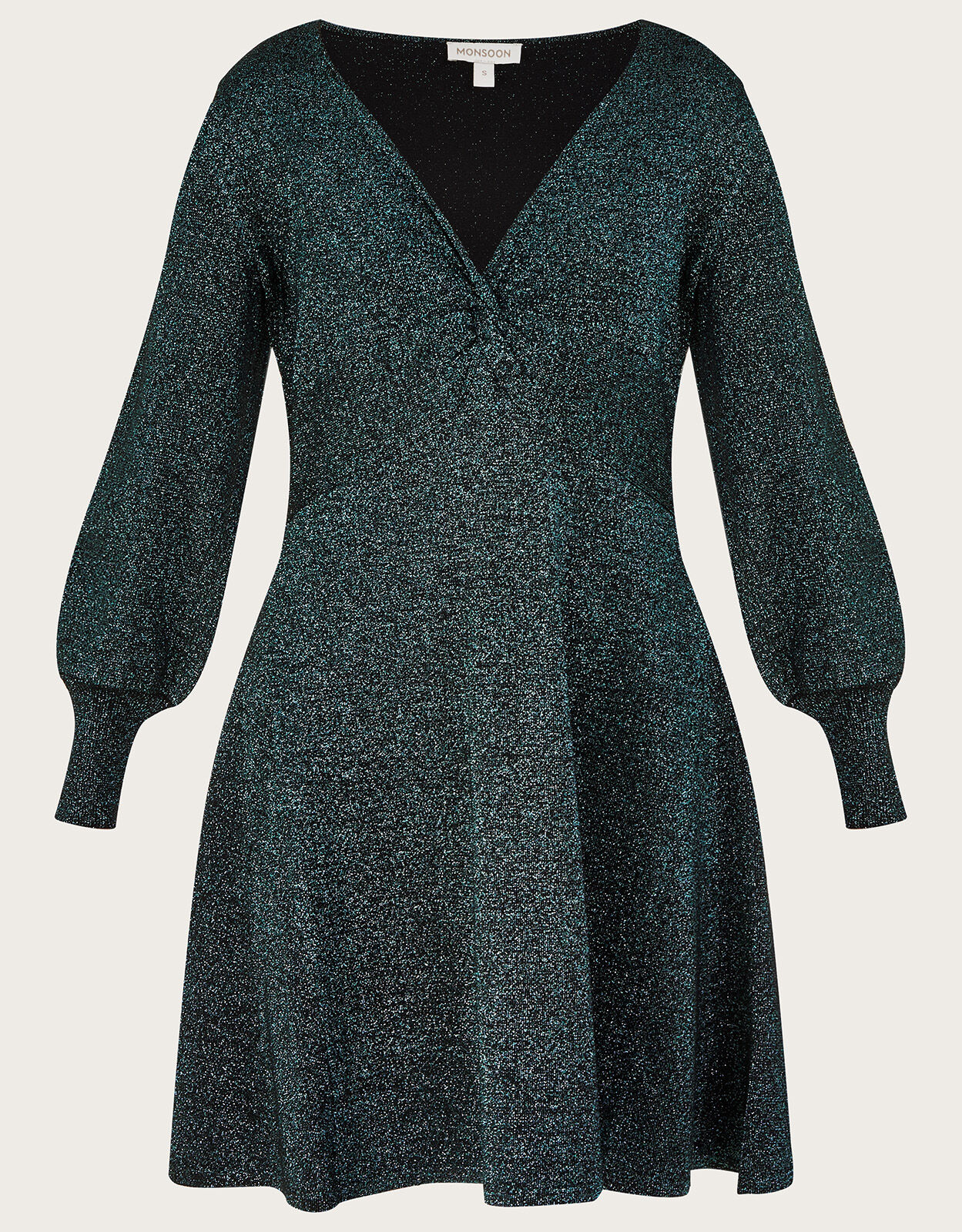 V neck deals metallic dress