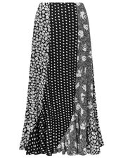 Tana Patch Print Skirt, Black (BLACK), large