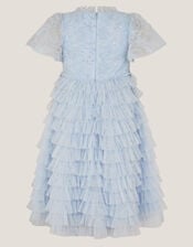 Shikha Floral Embellished Tiered Ruffle Dress, Blue (PALE BLUE), large